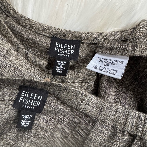 Eileen Fisher Petite 2pc Linen Neutral Skirt Suit Button Up Jacket Set MP - Picture 7 of 14